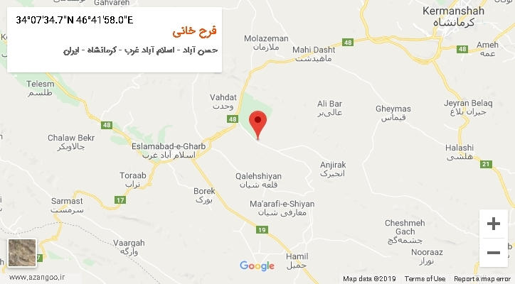 روستای فرح خانی بر روی نقشه