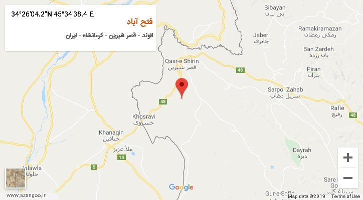 روستای فتح آباد بر روی نقشه