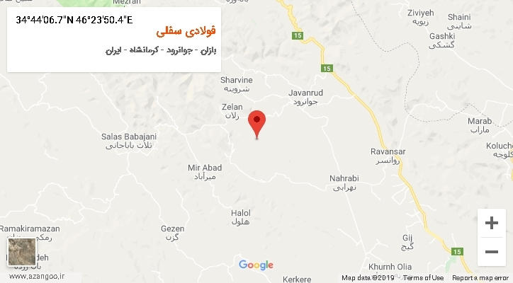 روستای فولادی سفلی بر روی نقشه