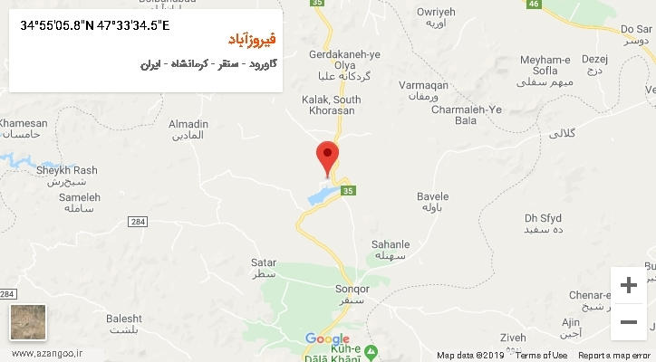 روستای فیروزآباد بر روی نقشه