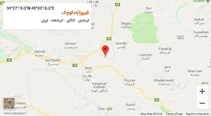 روستای فیروزآبادکوچک بر روی نقشه