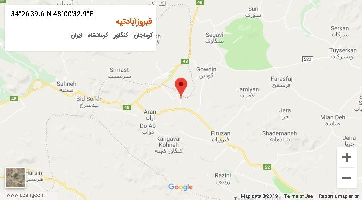 روستای فیروزآبادتپه بر روی نقشه