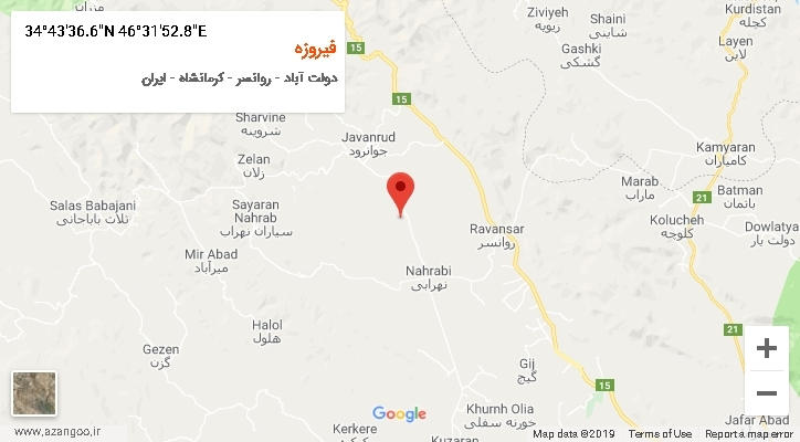 روستای فیروزه بر روی نقشه