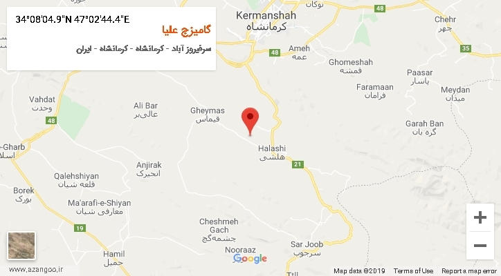 روستای گامیزج علیا بر روی نقشه