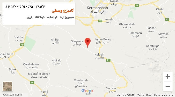 روستای گامیزج وسطی بر روی نقشه