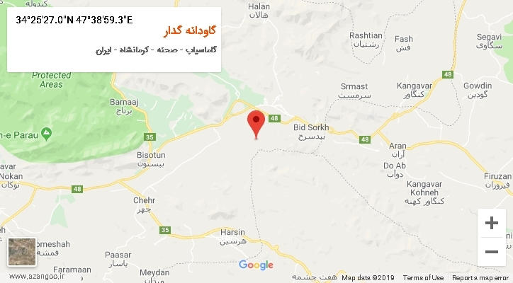 روستای گاودانه گدار بر روی نقشه