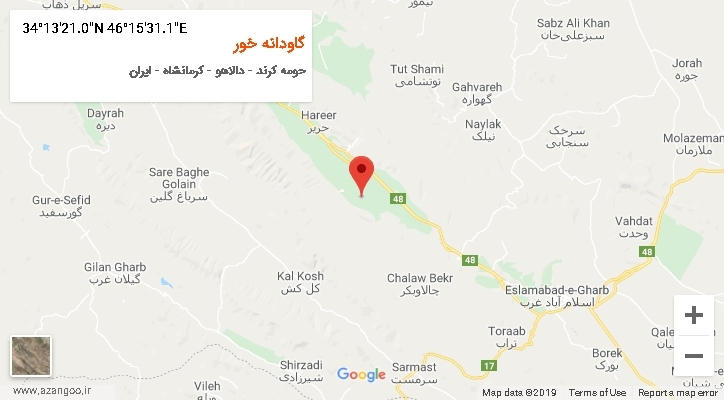 روستای گاودانه خور بر روی نقشه