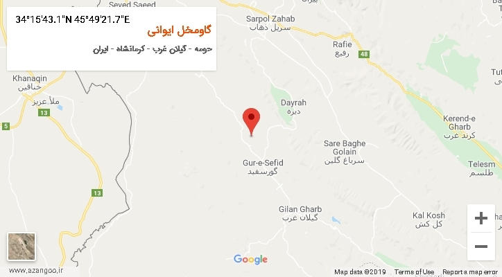 روستای گاومخل ایوانی بر روی نقشه
