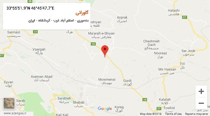 روستای گاورانی بر روی نقشه