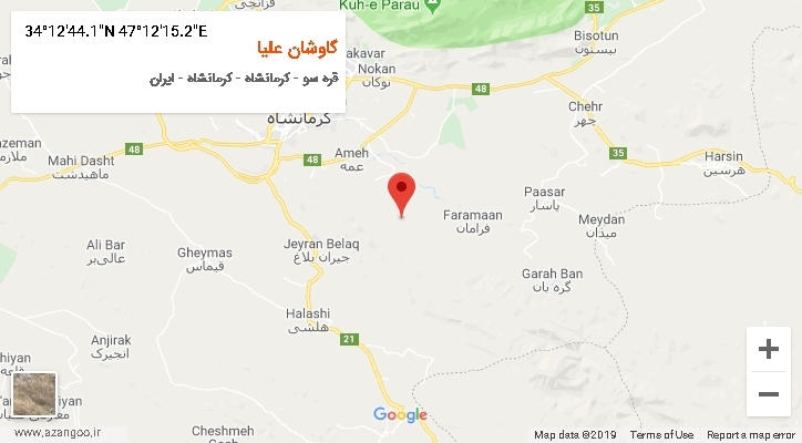 روستای گاوشان علیا بر روی نقشه