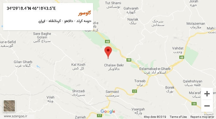 روستای گاوسور بر روی نقشه
