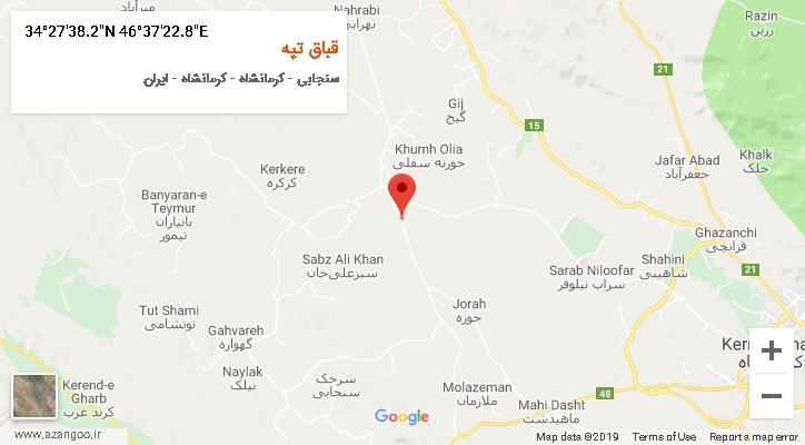 روستای قباق تپه بر روی نقشه