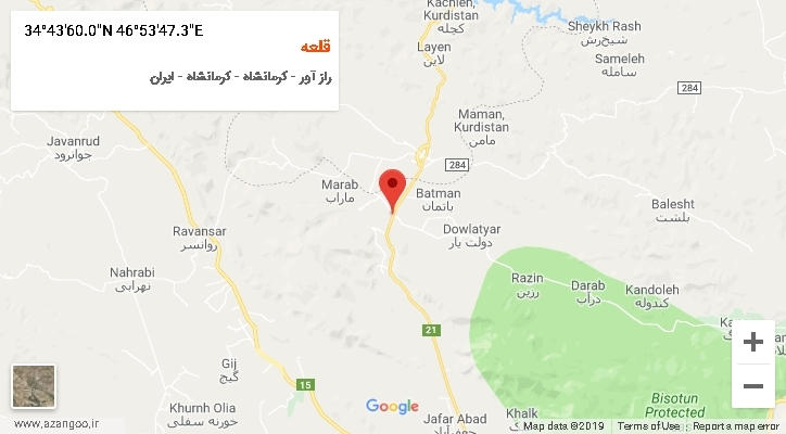 روستای قلعه بر روی نقشه