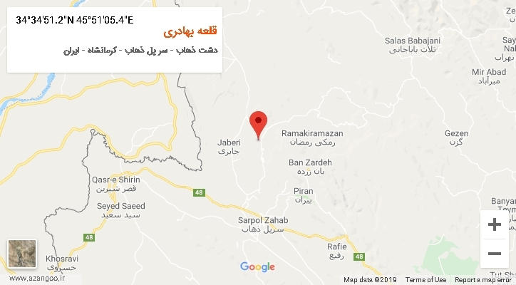 روستای قلعه بهادری بر روی نقشه