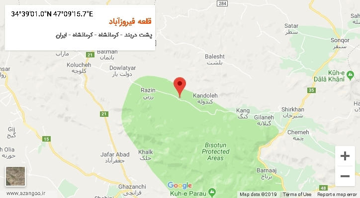 روستای قلعه فیروزآباد بر روی نقشه