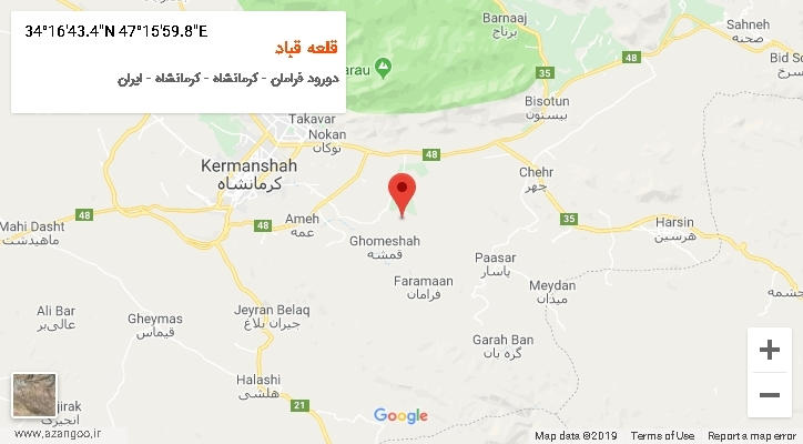 روستای قلعه قباد بر روی نقشه