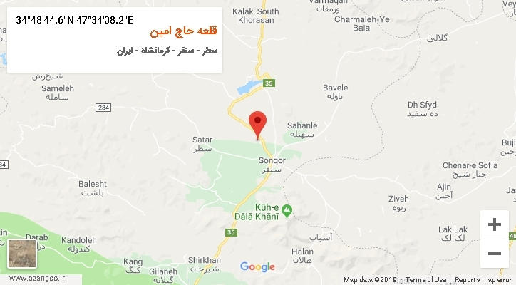 روستای قلعه حاج امین بر روی نقشه