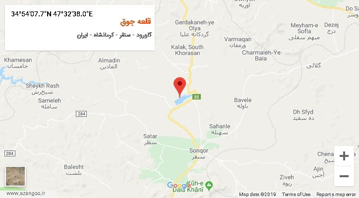روستای قلعه جوق بر روی نقشه