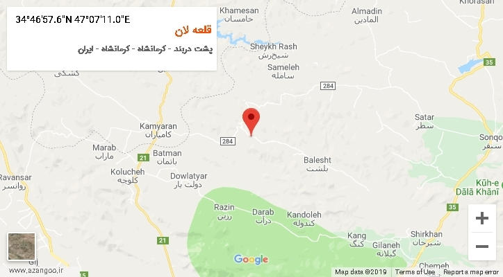 روستای قلعه لان بر روی نقشه