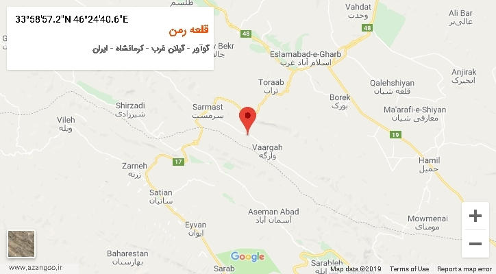 روستای قلعه رمن بر روی نقشه