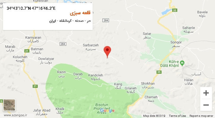 روستای قلعه سبزی بر روی نقشه