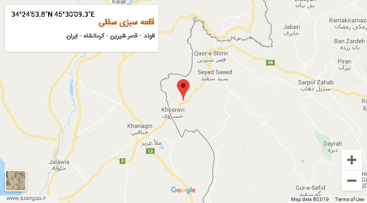 روستای قلعه سبزی سفلی بر روی نقشه