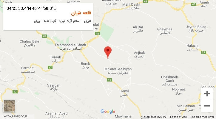 روستای قلعه شیان بر روی نقشه