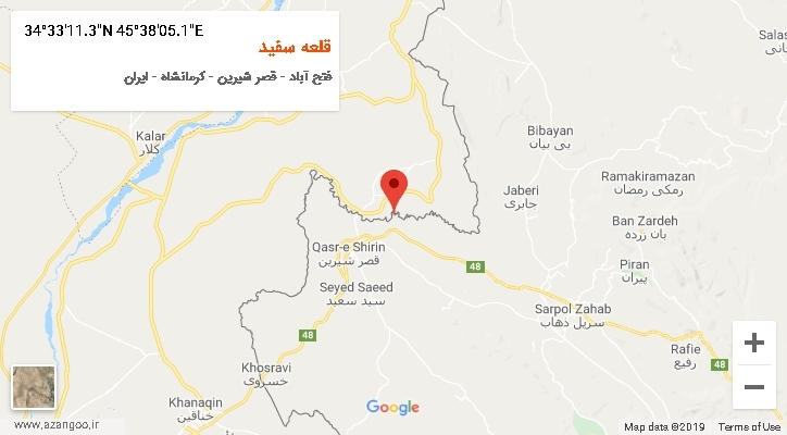 روستای قلعه سفید بر روی نقشه