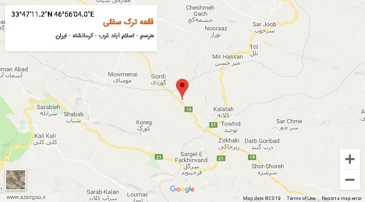 روستای قلعه ترک سفلی بر روی نقشه