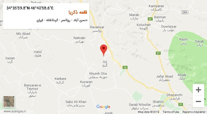 روستای قلعه ذکریا بر روی نقشه
