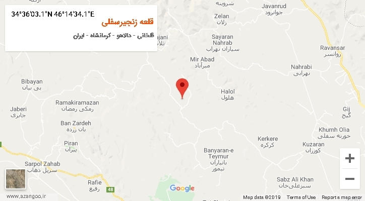 روستای قلعه زنجیرسفلی بر روی نقشه