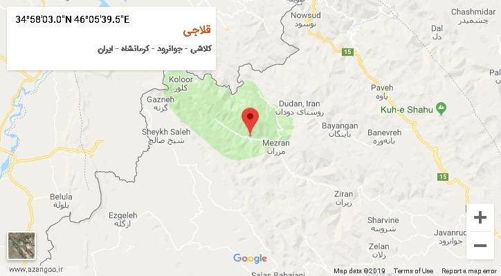 روستای قلاجی بر روی نقشه
