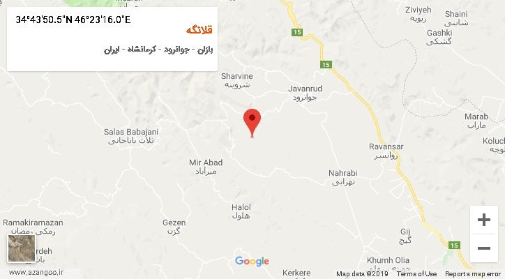 روستای قلانگه بر روی نقشه
