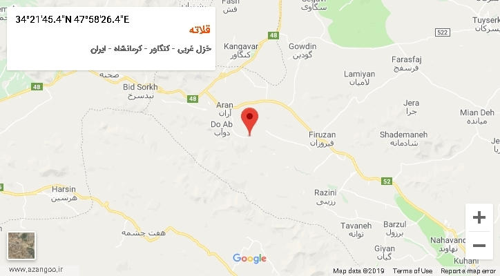روستای قلاته بر روی نقشه