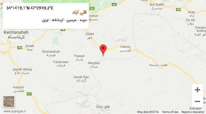روستای قلی آباد بر روی نقشه