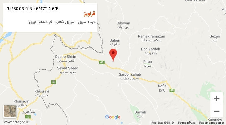 روستای قراویز بر روی نقشه