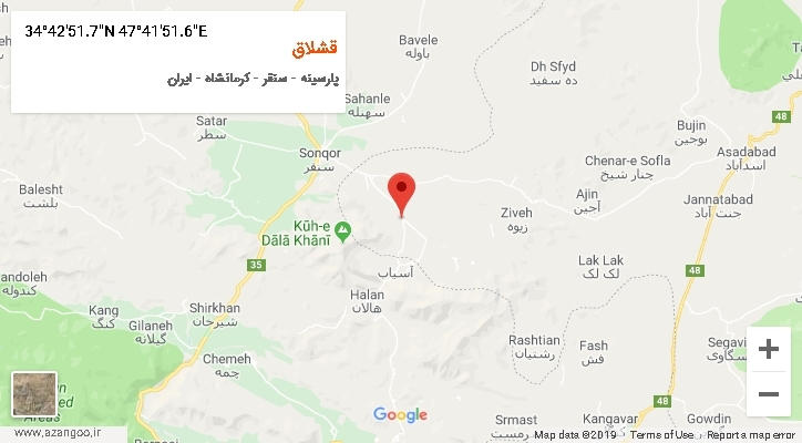 روستای قشلاق بر روی نقشه