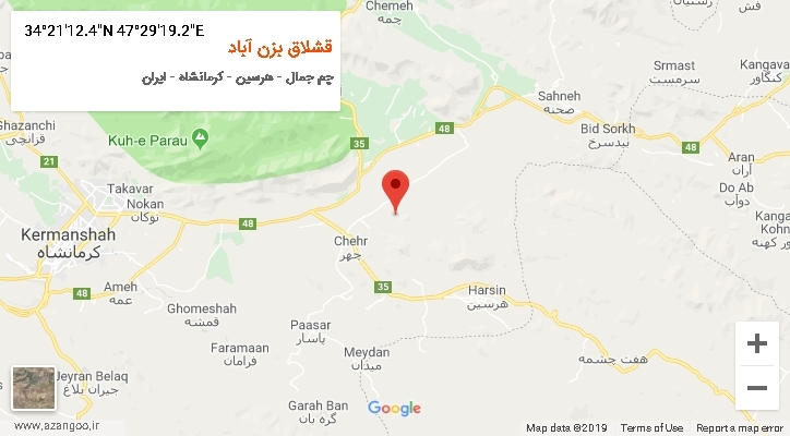 روستای قشلاق بزن آباد بر روی نقشه
