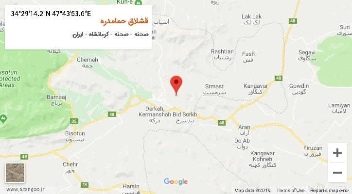 روستای قشلاق حمامدره بر روی نقشه