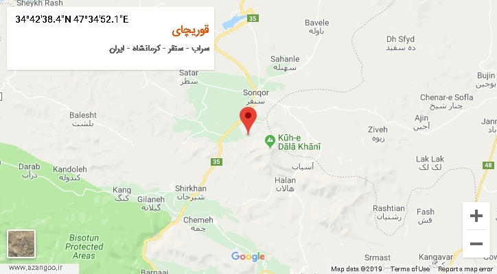 روستای قوریچای بر روی نقشه