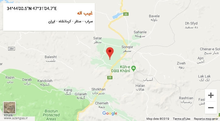 روستای غیب اله بر روی نقشه
