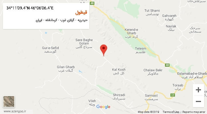 روستای قیطول بر روی نقشه