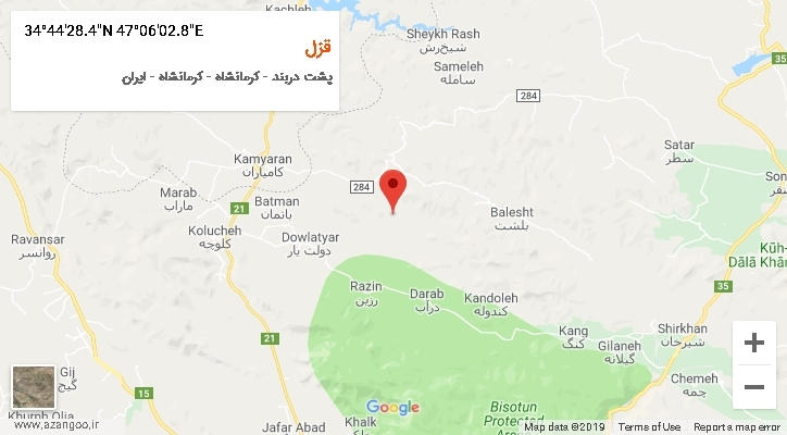 روستای قزل بر روی نقشه
