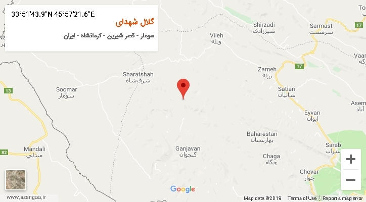 روستای گلال شهدای بر روی نقشه
