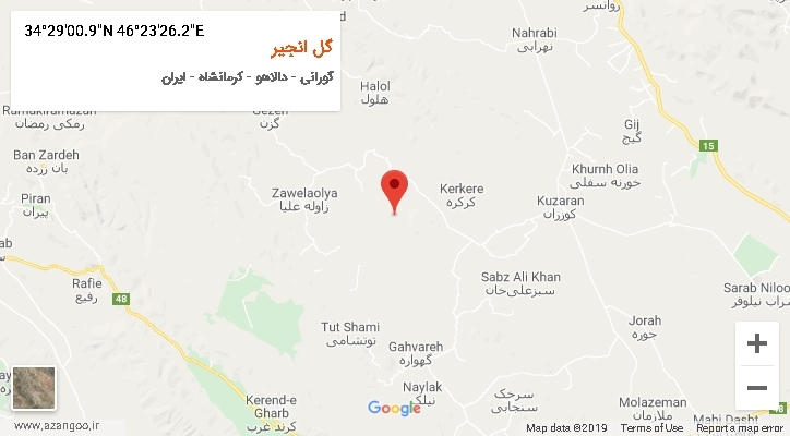روستای گل انجیر بر روی نقشه