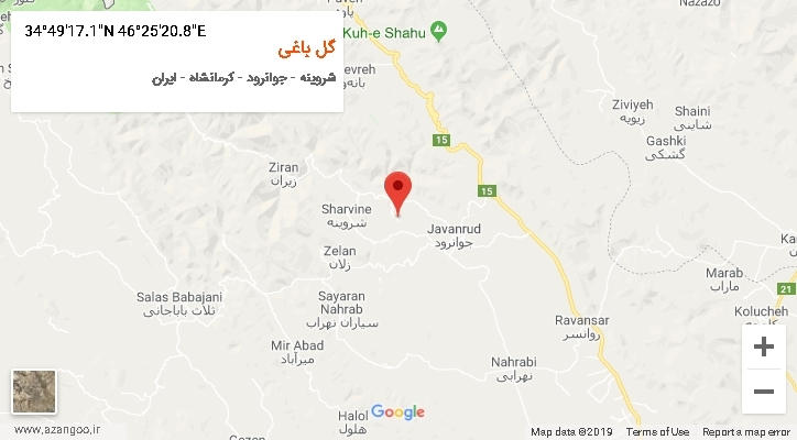 روستای گل باغی بر روی نقشه