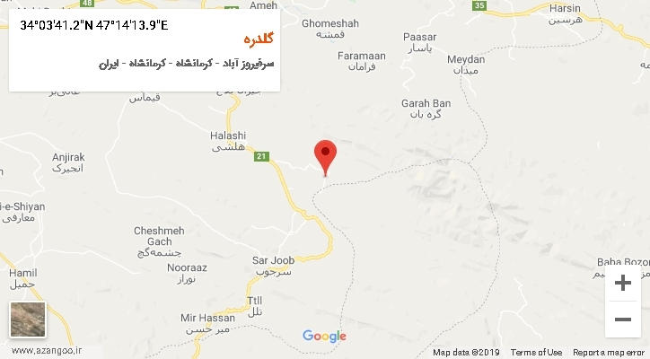 روستای گلدره بر روی نقشه