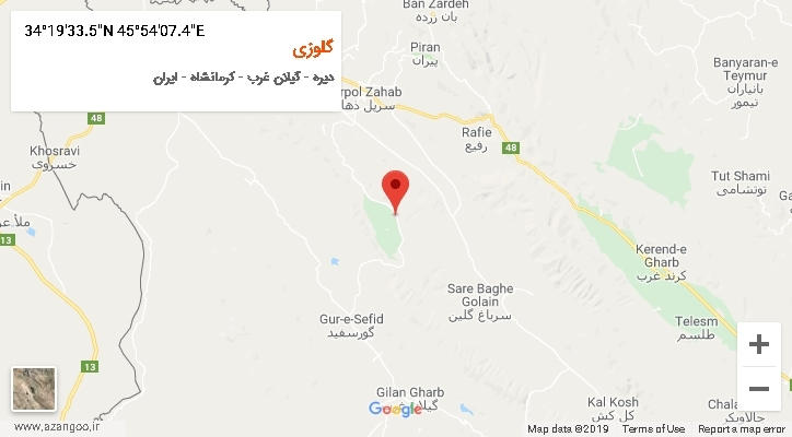 روستای گلوزی بر روی نقشه