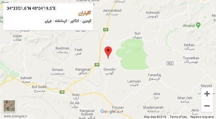 روستای گلیاران بر روی نقشه