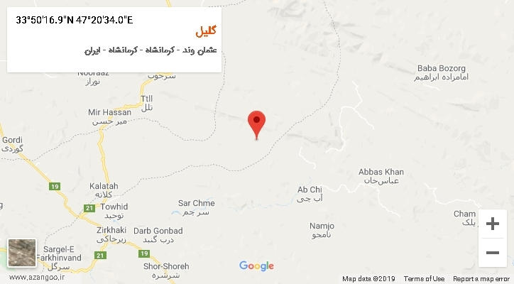 روستای گلیل بر روی نقشه